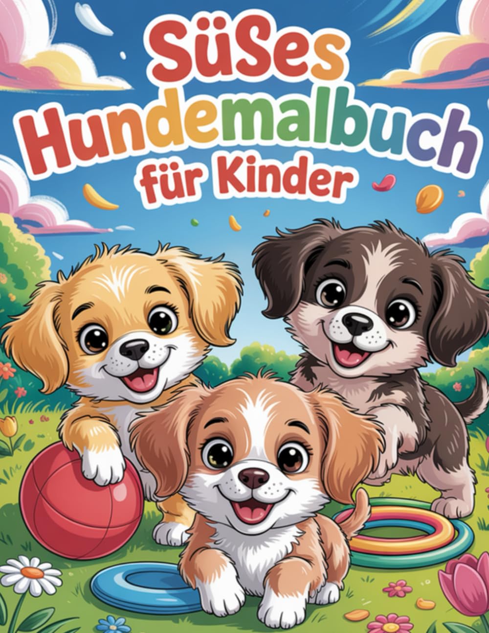 Süßes Hundemalbuch für Kinder: 70 Niedliche und einfache Welpenillustrationen zum Ausmalen, Lernen & Entspannen – Lustige, realistische und leicht ... für Kleinkinder und Vorschulkinder