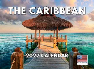 カリブ海カレンダー 2027 トロピカルビーチアイランド マンスリー ウォールカレンダー 12か月 | アメリカ製