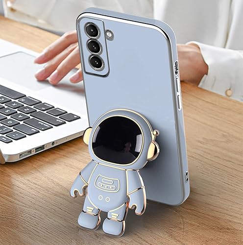 Miniatura 4 de 3D Lindo Cartton Holder Negro Teléfono Funda para Samsung Galaxy Note20 Ultra Note10 A73 A72 A33 A52S A02S Cubierta Trasera Plating Astronauta Stand