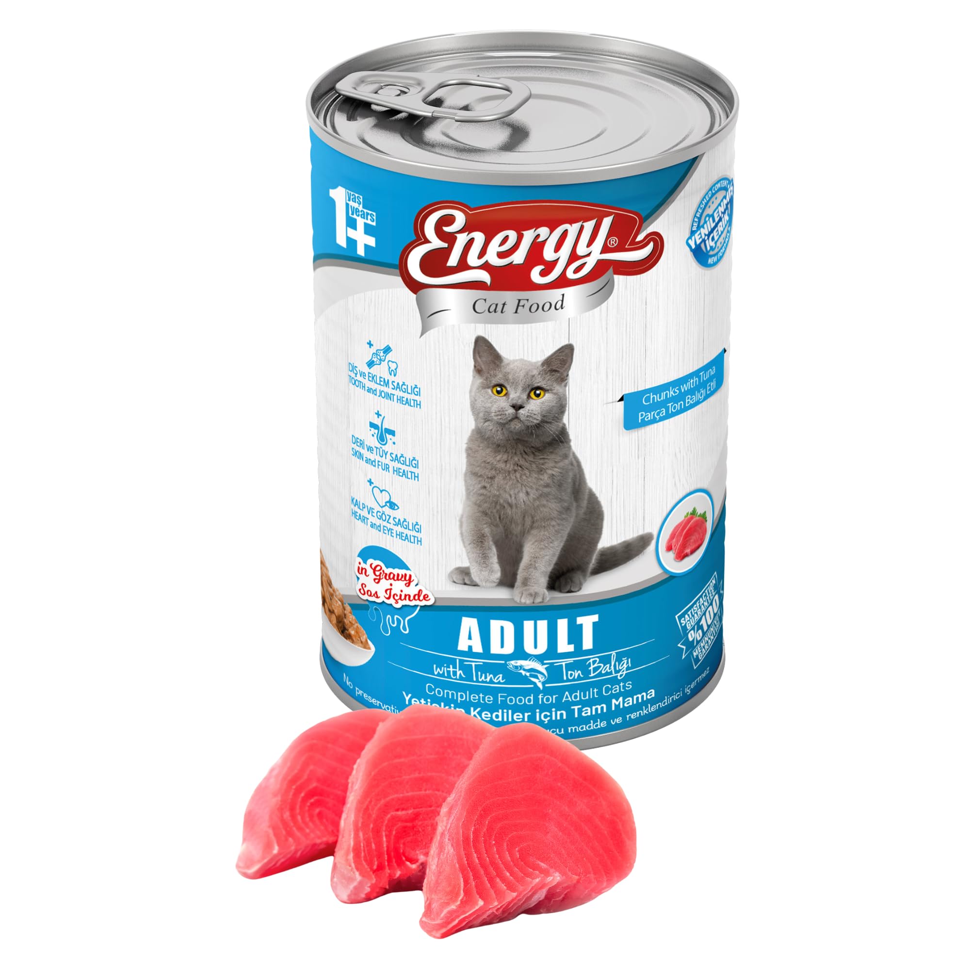 ENERGY CAT FOOD - Premium Cat Wet Food with Tuna, Maximum palatability, Balanced Nutrition, Energy and Taste - 400g Can