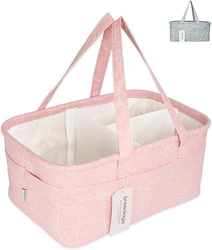Cesta organizadora de pañales para bebé para cambiador de guardería, bolsa de almacenamiento de automóvil para pañales, pañales y toallitas - Regalo