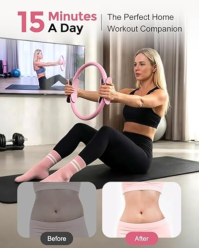 Miniatura 4 de Home Pilates Essentials Kit for Women, Magic Circle Pilates Equipment Ring and Ball Set, 6 Resistance Bands Workout Guide for 28 Day Pilates Kit