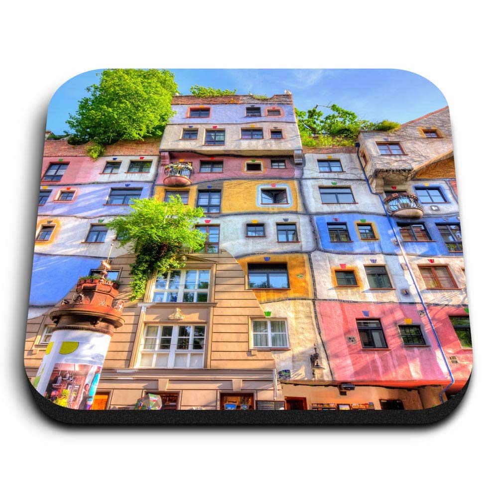 Destination Vinyl Ltd Multicolor 1 X Square Mdf Fridge Magnet - Hundertwasser Houses Vienna 3367