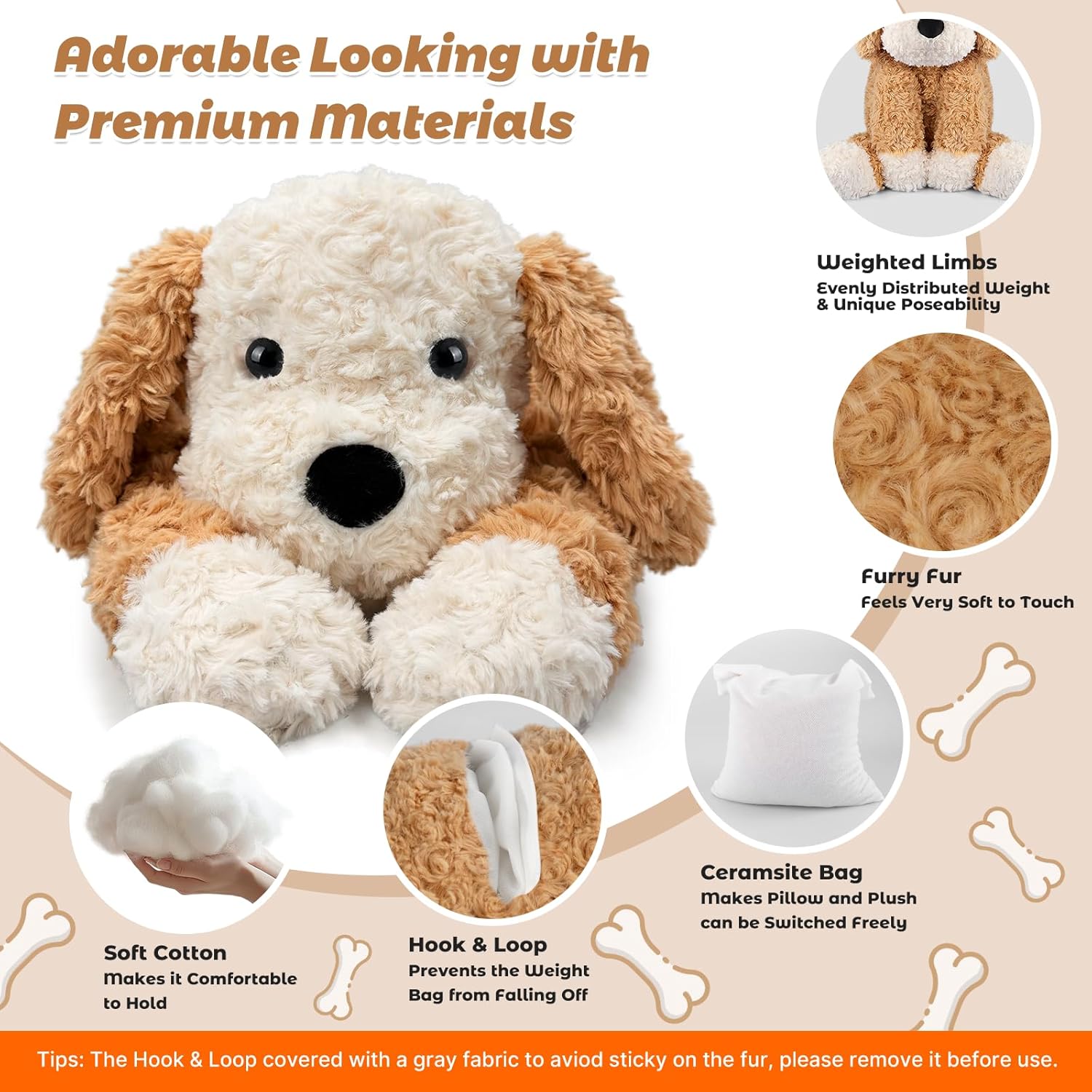Bobbie & Laxi Weighted Stuffed Animals for Adults & Kids, 24" & 4.5lbs Sitting & Laying Dog Plush Toys Pillows with Removable Bag, Companion Gift for Boys and Girls, Puppy Plushies - Image 2
