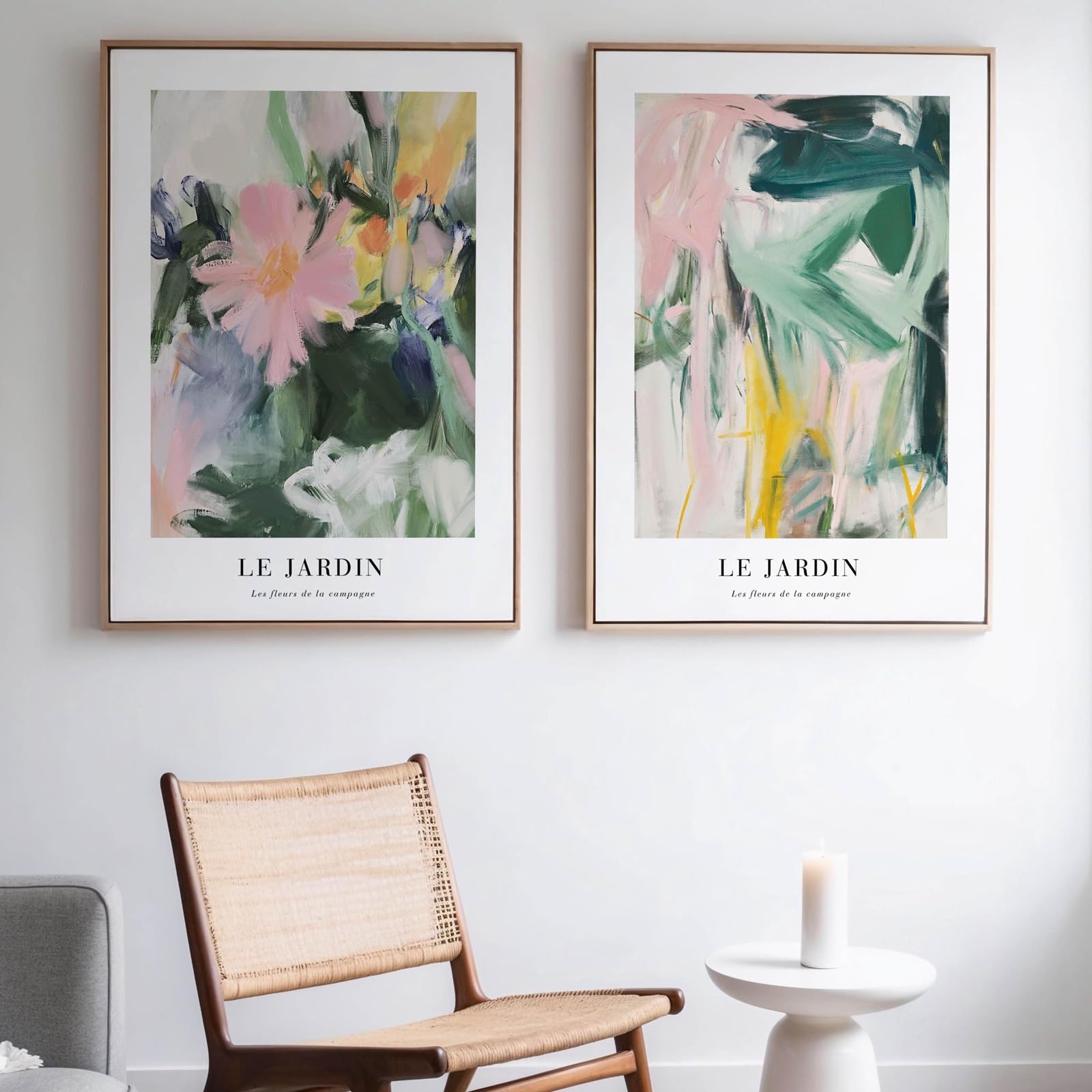 ZBELLO Set of 2 Posters, Colourful Floral Wall Art, Modern Abstract Canvas Wall Decoration, Floral Canvas Art Prints for The Living Room and Bedroom, Home Decor, Unframed (21x30cm)