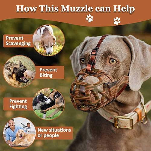 Vista 6 de Bozal para perro, bozal impreso para perros pequeños, medianos y grandes, perro salchicha, beagle, pastor alemán, bozales transpirables