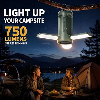 Camping Lantern Rechargeable, 3-in-1 Foldable Tent Light & Flashlight, 1500LM, 10000mAh, IP54 Water Resistant, 1/4 Screw Base, Stepless Dimming, 5 Modes for Camping, Hiking, Power Outages