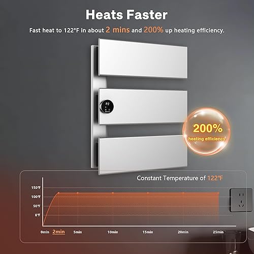 Miniatura 2 de K&KALONZO Calentador de toallas eléctrico, 18.35 pulgadas de ancho x 22.8 pulgadas de alto, calentador de toallas de pared con temporizador
