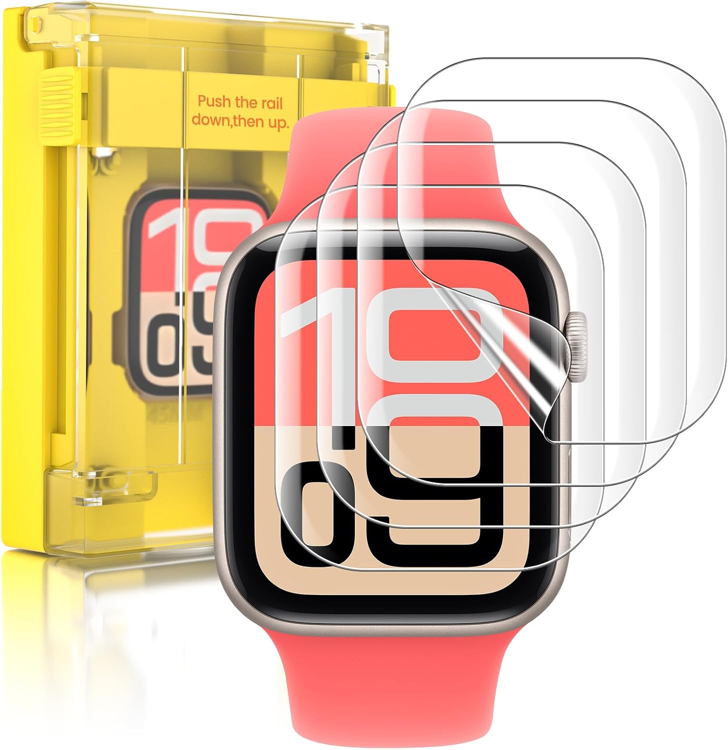 EZ-GLAZ 4 PACK for Apple Watch se1/2/3 Series 4/5/6 40mm&7/8/9 Series 41mm, Anti-Scratch,Self-Healing Soft EPU Screen Protector,Easy to Install, Bubble Free, HD Transparent, Touch Sensitive