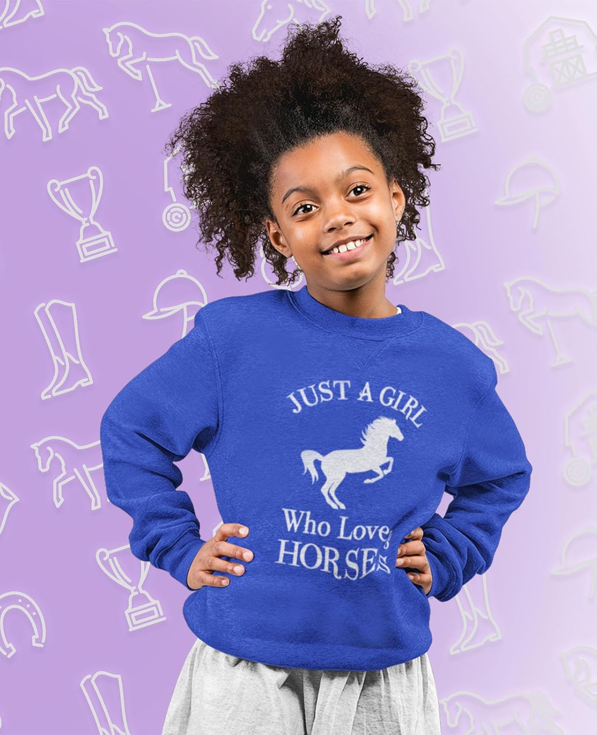 Tstars Horse Sweatshirt for Girls - Just a Girl Who Loves Horses Equestrian Gift for Kids Who Love Riding
