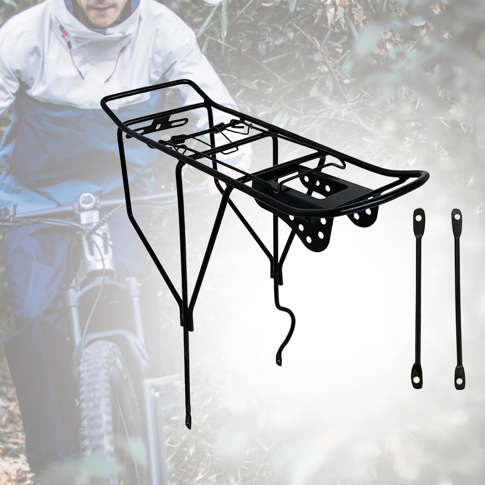 Yiju Bicycle Rear Rack Bike Luggage Carrier Rack Adults Luggage Holder Travel Iron Lightweight Outdoor Riding Rear Bike Seat, Small Holes