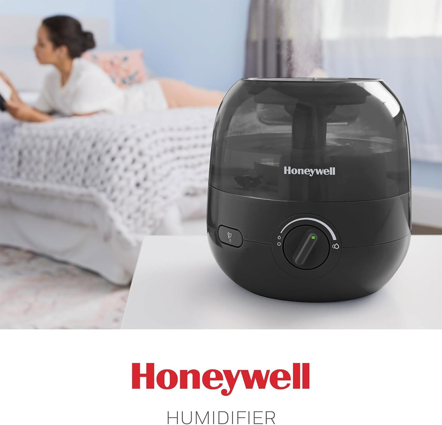 Honeywell Mini Cool Mist humidifier, Easy to Fill and Clean, humidifier for small Bedroom, Kids Rooms, or office. Ultra Quiet Operation and Auto Shut-Off - Black, HUL525B