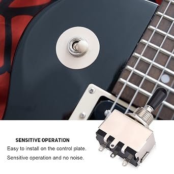 3 Way Toggle Switch Guitar, Metal Enclosed 3 Way Selector Switch with Black Brass Tip Knob Compatible for LP Electric Guitar Switchcraft