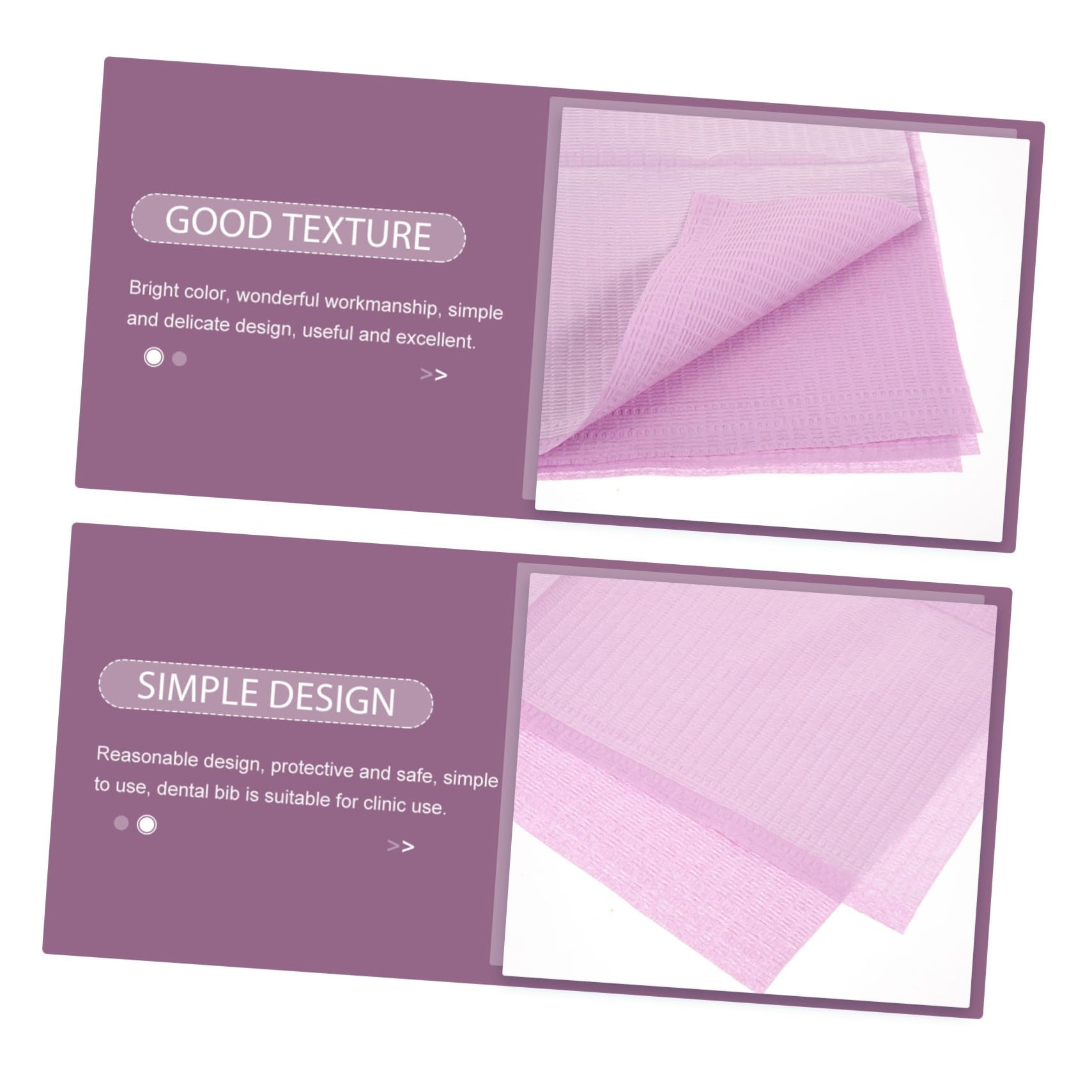 125 Feuilles Bavoirs Dentaires Jetables Non Tissé Couleur Violette Pratiques et Hygiéniques pour Usage et