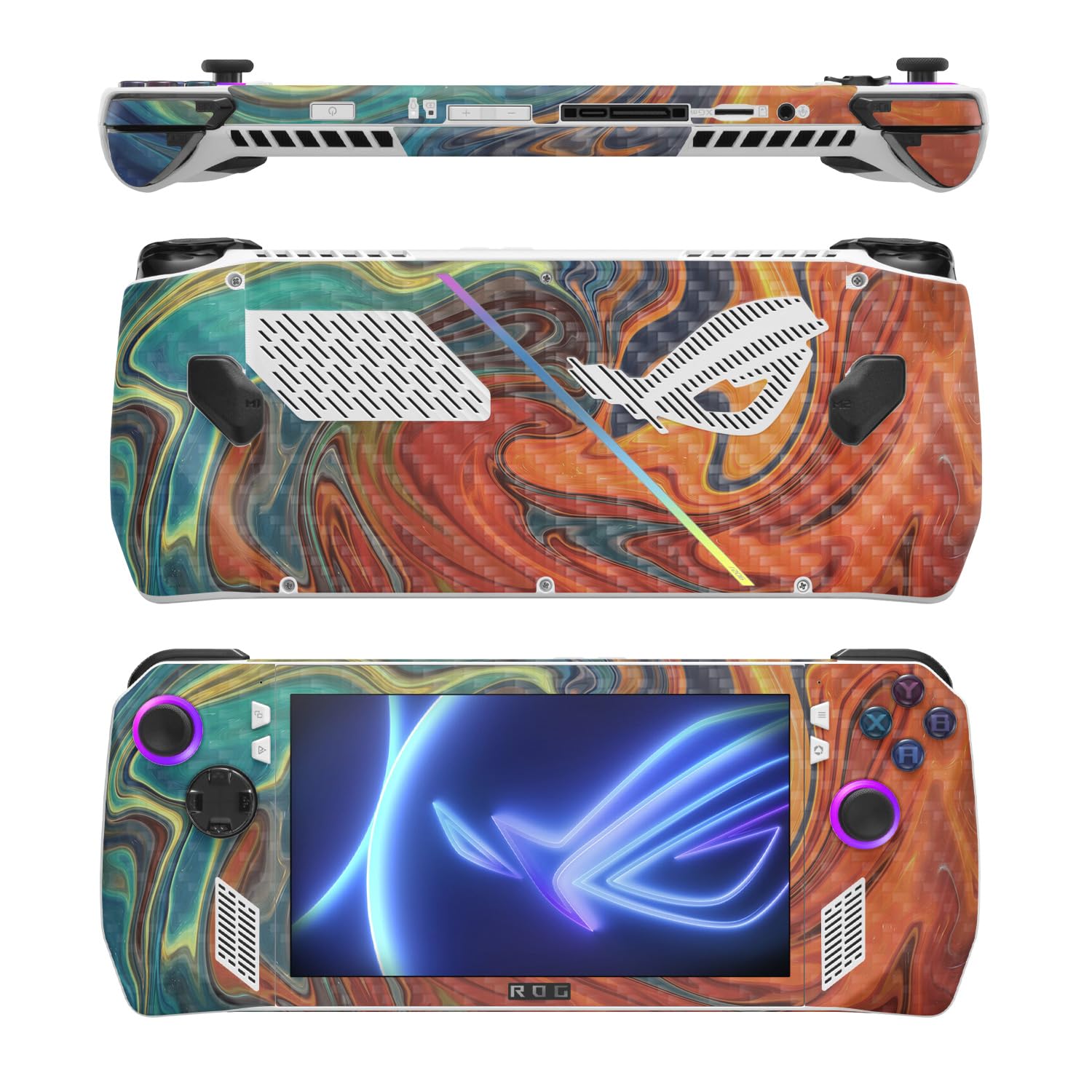 MightySkins Carbon Fiber Skin Compatible with Asus ROG Ally - Lava Water | Protective, Durable Textured Carbon Fiber Finish | Easy to Apply