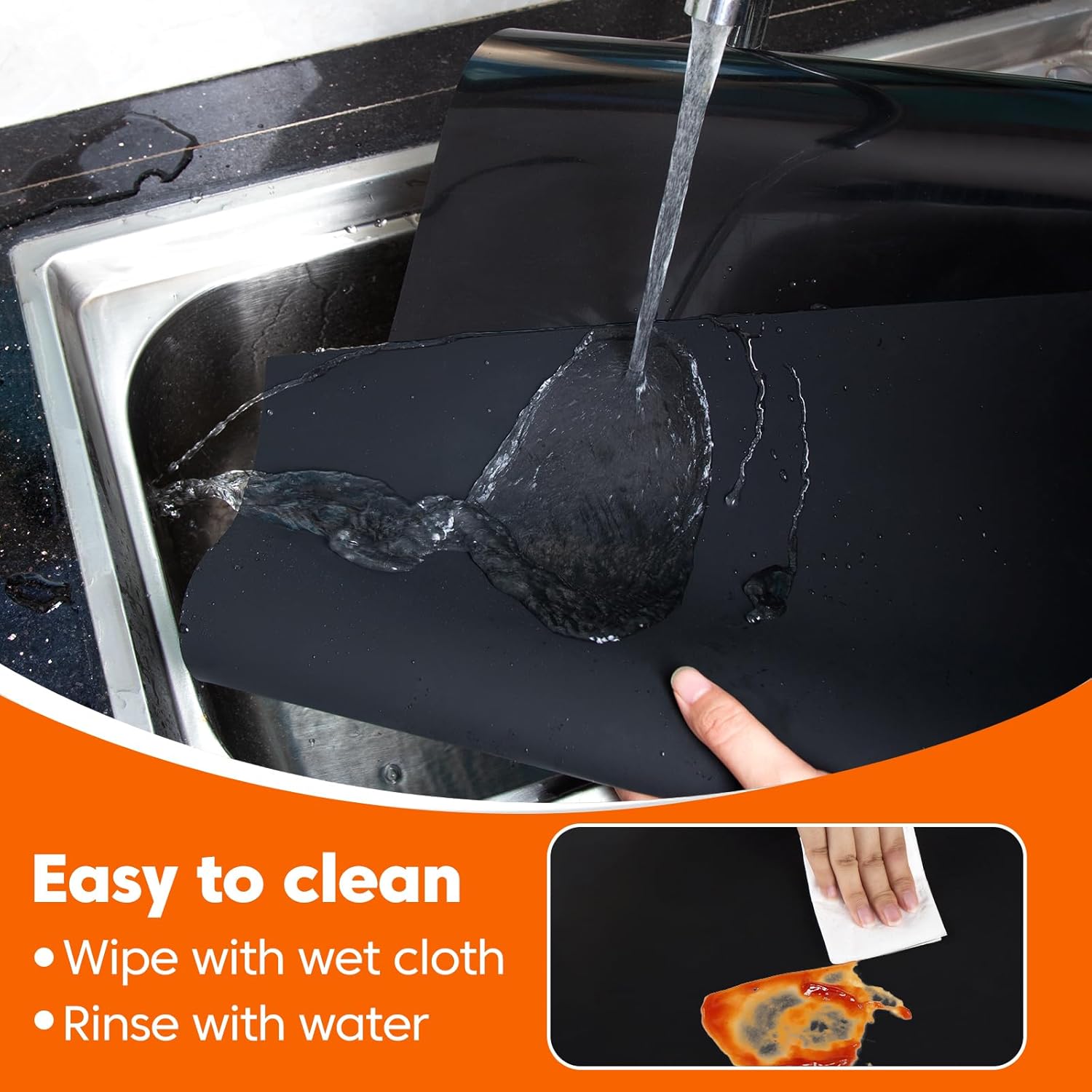 Extra Large Silicone Mat for Kitchen Counter,20"x80" Heat Resistant Mats for Countertop,New Skin-Friendly Material Quartz Countertop Protector Mats,Freely Cuttable (Black,1.6 mm Thick)