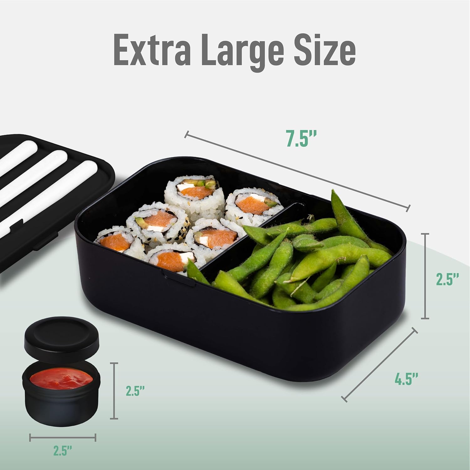 Double Premium Bento Box Adult, 67 fl oz BPA-Free - Black Stackable Lunch Box with Leak-Proof Lids & Dividers, Perfect for Meal Prep, Lunches & Portion Control - Image 6