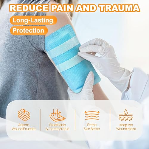 Miniatura 4 de Carbou Almohadillas superabsorbentes de 4 x 8 pulgadas, paquete de 10 vendajes absorbentes no adhesivos para el cuidado de heridas, apósito suave y