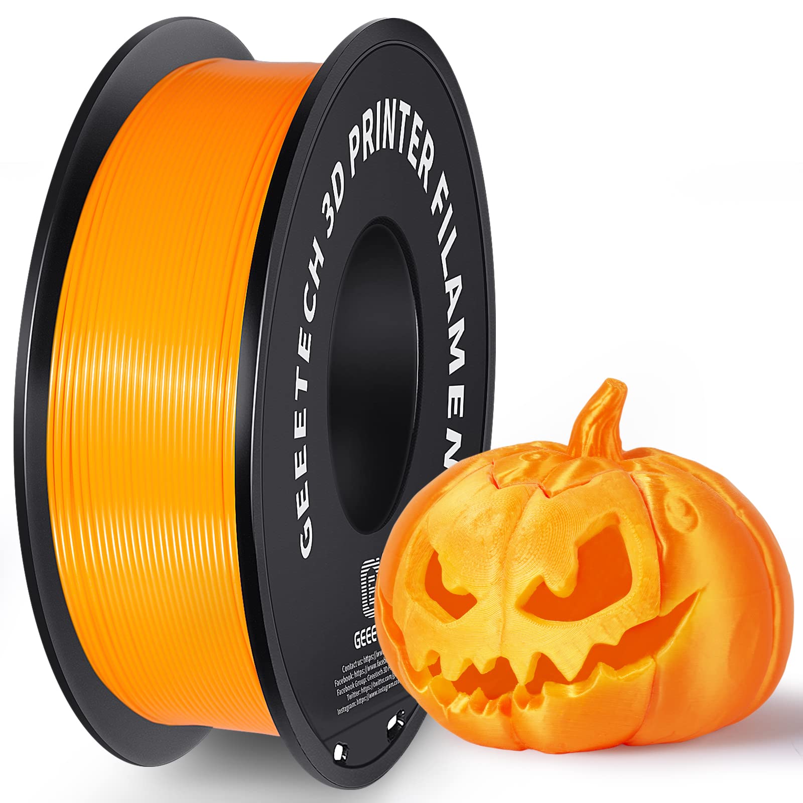 GEEETECH Filamento PLA 1,75 mm, GEEETECH PLA Arancione, Filamento Stampante 3D bobina da 1 kg, 0,02 mm, New PLA Arancione…