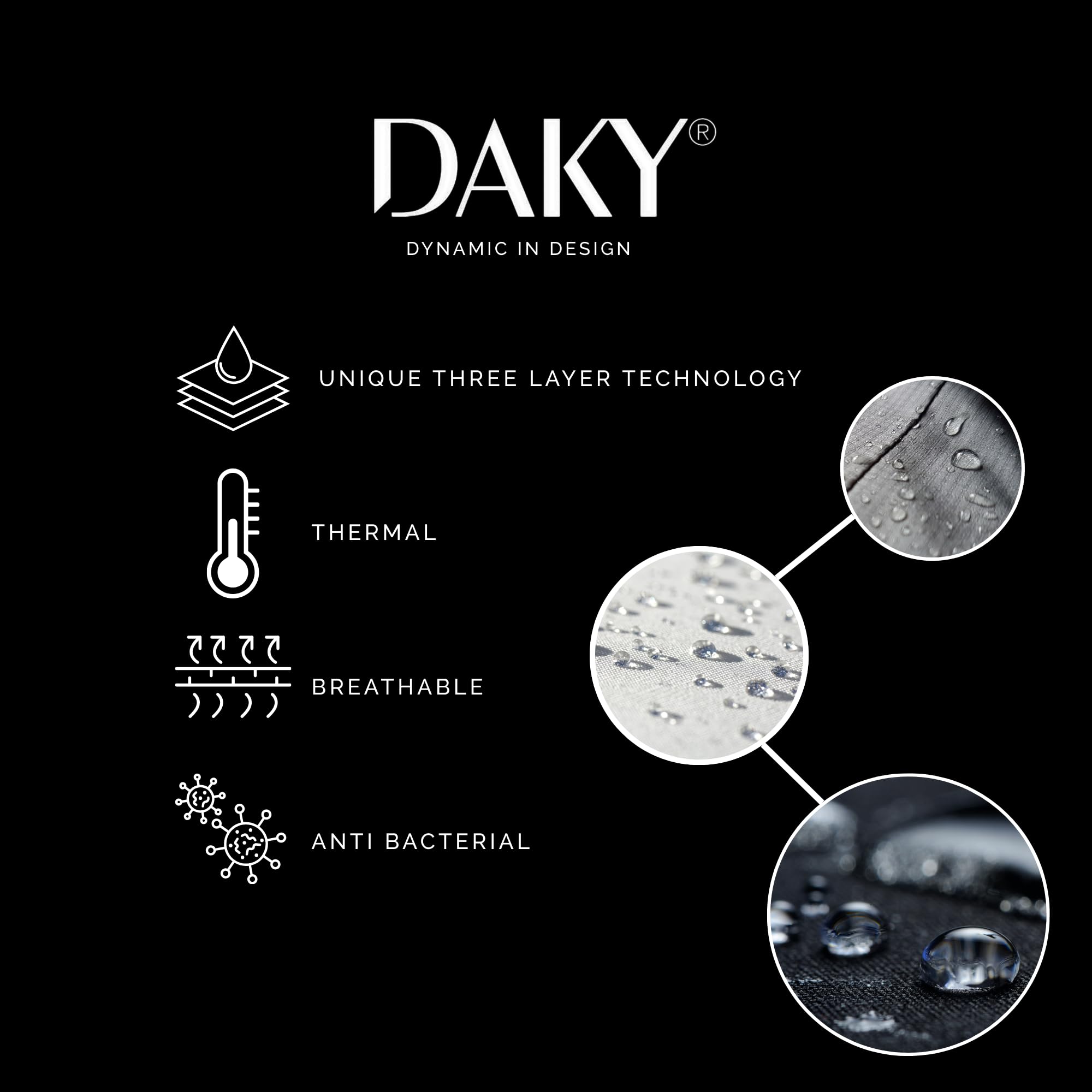 DAKY Waterproof Socks for Men Women - Breathable Black Waterproof Socks for Cyling, Golf, Camping, Running, Outdoor Socks - Over-Ankle