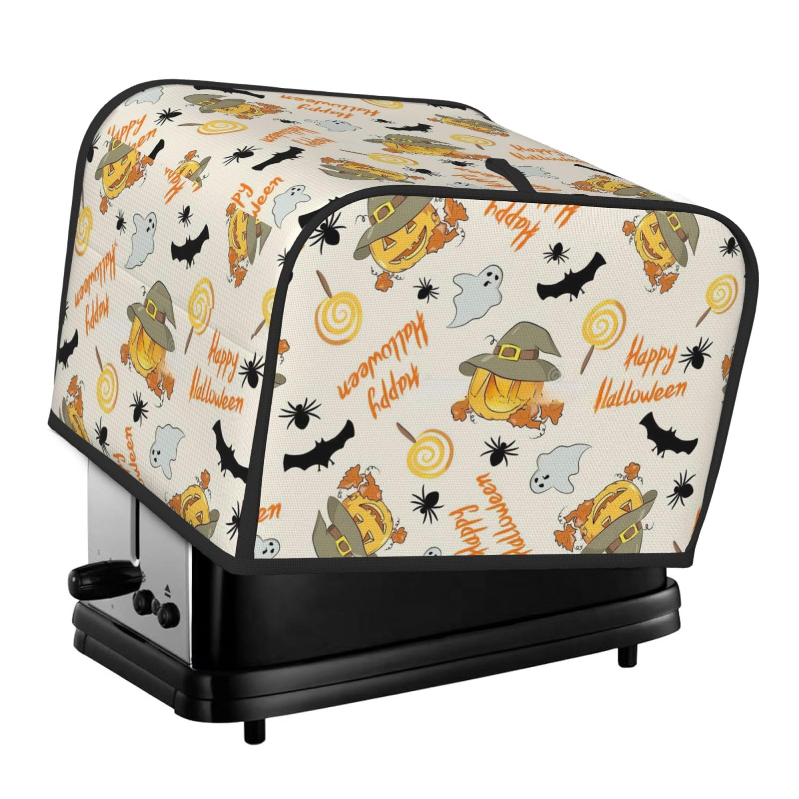 Halloween Pumpkin And Owl Print 4 Slice Toaster Cover Toasters Dustproof Heat Resistant Kitchen Appliance Protector