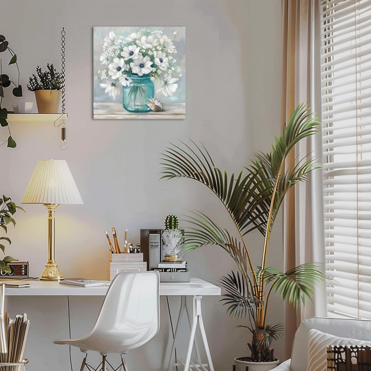 YUEYARIT Bathroom Wall Art Decor, Modern Wall Decor, Floral-Themed Picture Printing