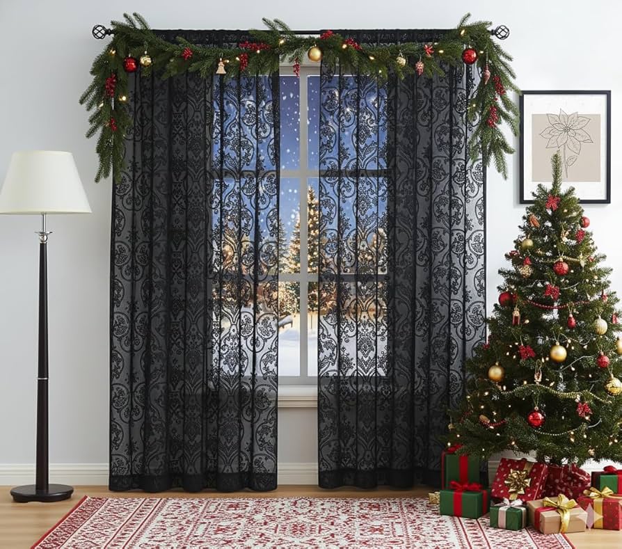 英国ヴィンテージ ノッティンガムレース最高峰マドラスカーテン ブルー