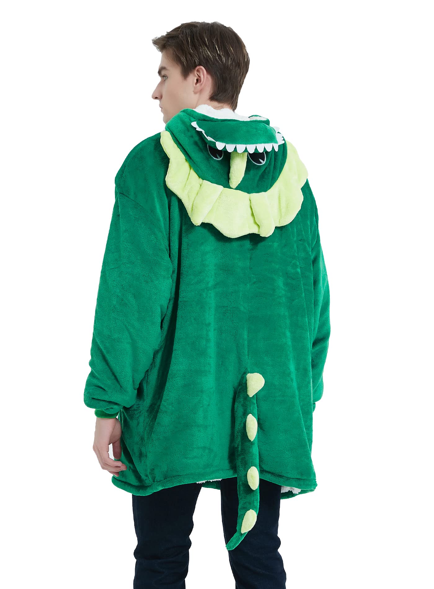 dressfan Triceratops Tragbare Decke Mikrofaser & Sherpa Deckenpullover,Halloween Karneval Dinosaurier Kostüm Hoodie,Warme Weich Decke mit Ärmeln und Kapuze für Damen Herren