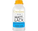 Creative Deco Acryl Mattlack Firnis | 500 ml Flasche Klarlack | Oberflächenfinish auf Wasserbasis | Permanenter farbloser Lack | Verwendung im Innen- und Außenbereich | Bastelprojekte und Gemälde