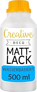 Creative Deco Acryl Mattlack Firnis | 500 ml Flasche Klarlack | Oberflächenfinish auf Wasserbasis | Permanenter farbloser ...