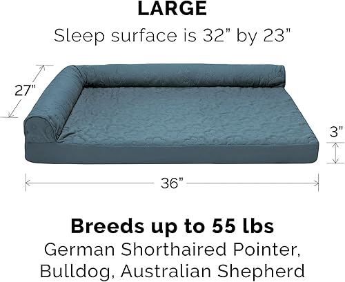 Miniatura 2 de Furhaven - Cama ortopédica Pinsonic acolchada para perros, con estampado de patas, estilo caja de huevos, en forma de L, estilo diván, de felpa y