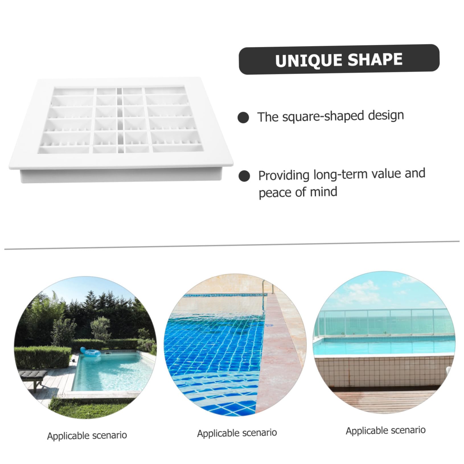 Cubierta Confiable y Seguro de Drenaje de Piscina de Plástico Cuadrada Sumidero de Color Claro para Accesorios de Piscinas Desmontables