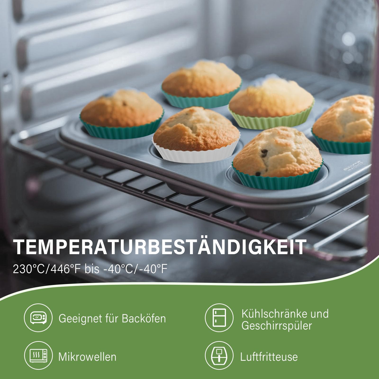 Molde de Silicona para Muffins, 24 Piezas Moldes Antiadherentes Reutilizables para Muffins, Molde Silicona Magdalenas, Mini Molde Muffins para Pasteles, Pudines, Helados y Postres, 4 x 6 PC