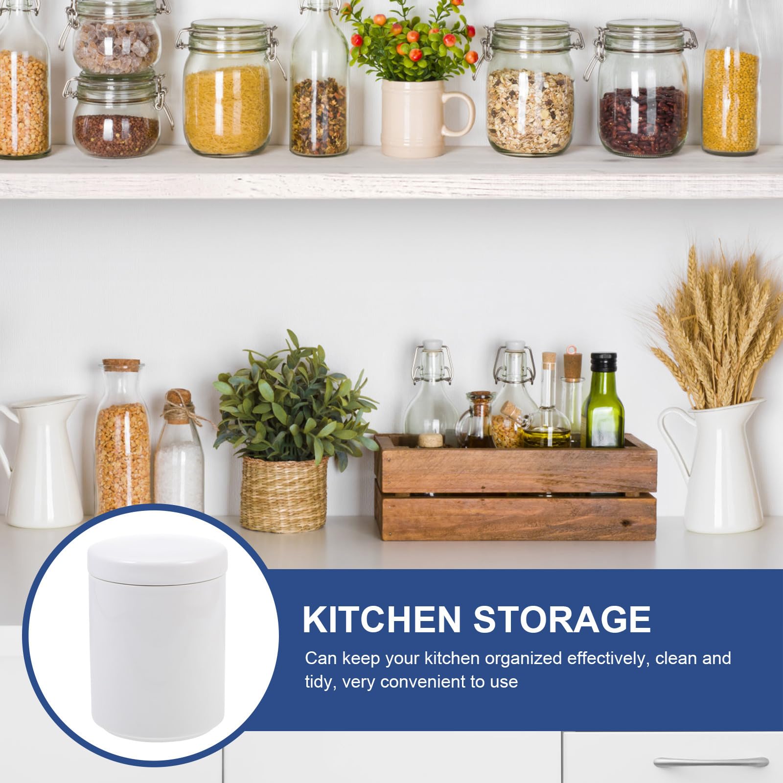 TOYANDONA Contenitore Caffè Sottovuoto in Ceramica Bianco 650ml Coperchio Ermetico e Design Nordico per Conservazione Alimenti e Decorazione Casa