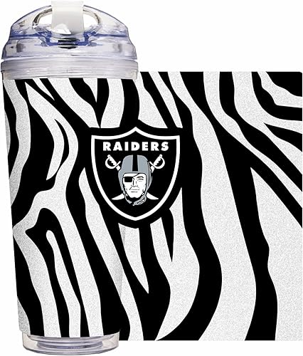 Miniatura 71 de Rico Industries NFL Football Glitter 24 onzas Vaso de purpurina acrílico con tapa con bisagra, Vaso de doble pared oficialmente licenciado