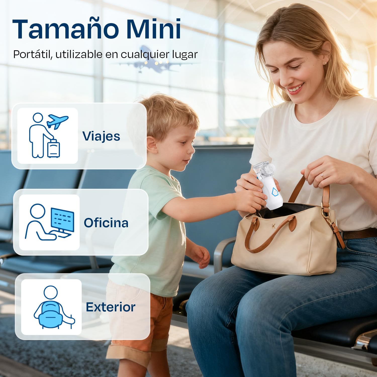 Nebulizador Portátil – Nebulizador Bebe para Hogar y Viajes con Autolimpieza, Nebulizador Adultos de USB-C recargable, Inhalador Compacto Fácil de Usar y Limpiar