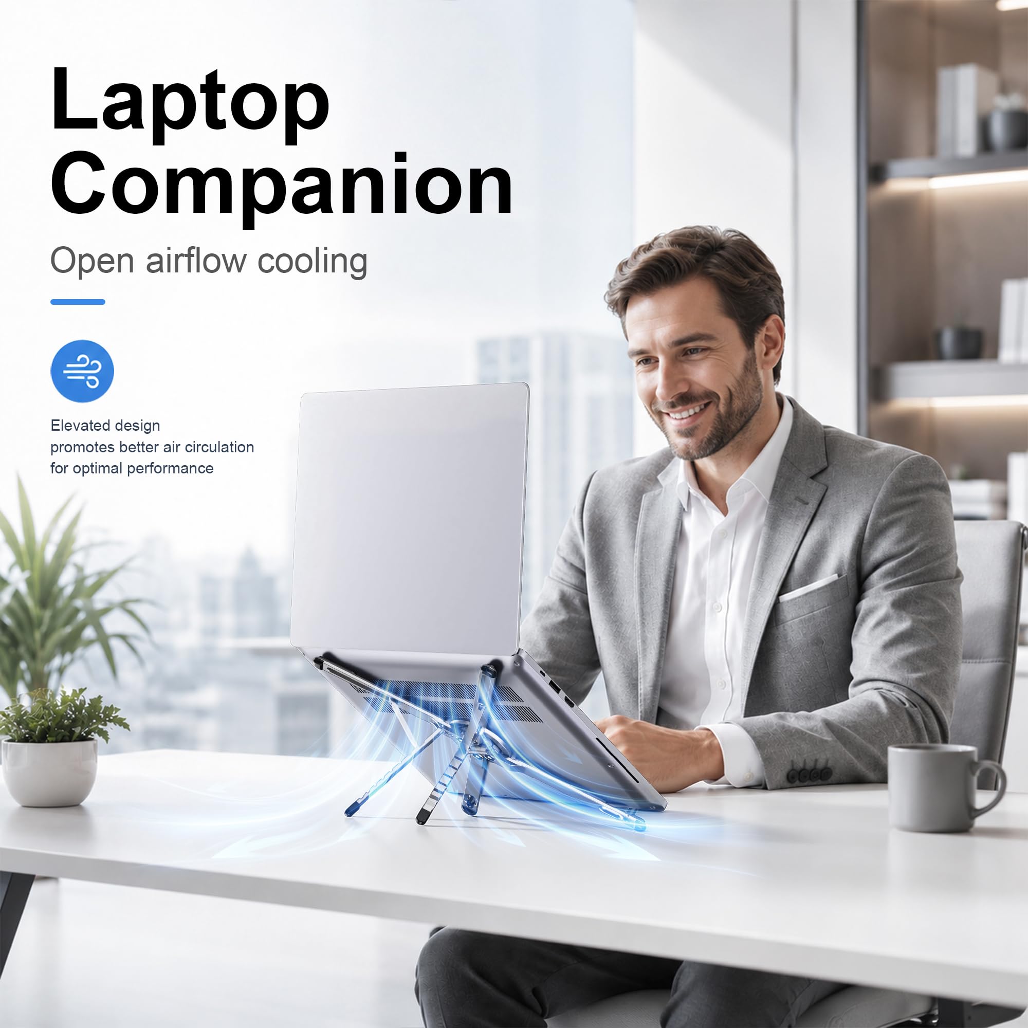 Soporte magnético plegable versátil 3 en 1 para teléfono, tableta y laptop, soporte ergonómico de aleación de aluminio de 8 niveles de altura ajustable para escritorio, soporte portátil para