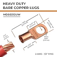 Vista 103 de SELTERM - 2 terminales de anillo resistentes para cable de batería, calibre 4 AWG, pernos de 3/8 pulgadas, terminales de calibre 4, ojales de cobre