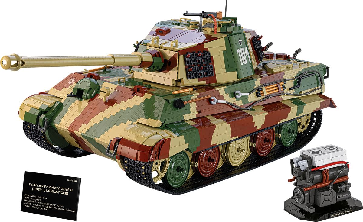 Tiger II Königstiger Scale 1:12, 86cm x 32.5cm x 29cm, Dreifarbig