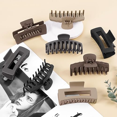 Miniatura 6 de TOCESS Paquete de 16 pinzas grandes para el cabello para mujer, pinzas de garra grande neutra para cabello fino y rizado grueso de los años 90,