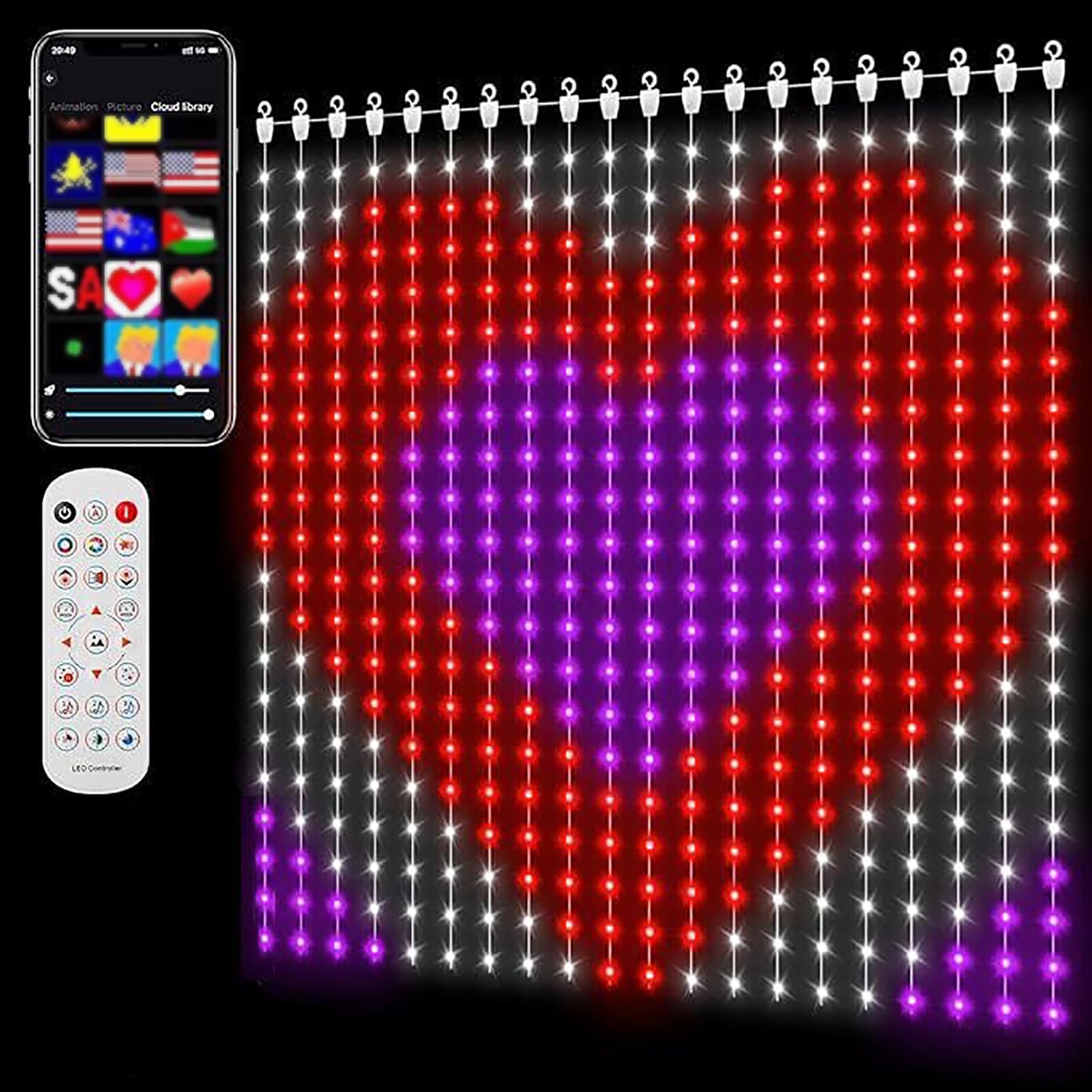 Inteligentne kurtyny świetlne, 400 diod LED z aplikacją i pilotem, dynamiczna zmiana koloru bajkowa girlanda żarówkowa, synchronizacja muzyki DIY do sypialni świąteczne dekoracje na Halloween