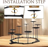 Vista 6 de Candelabros Chimenea Portavelas: 9 Portavelas de Pilar Negro, Decoración de Centro de Mesa de Candelabro Ajustable, Soporte de velas de hierro