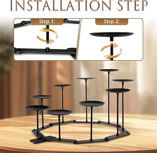 Miniatura 7 de Candelabro de hierro negro Candelabro Decoración ajustable del soporte del centro de la chimenea para la vela del pilar