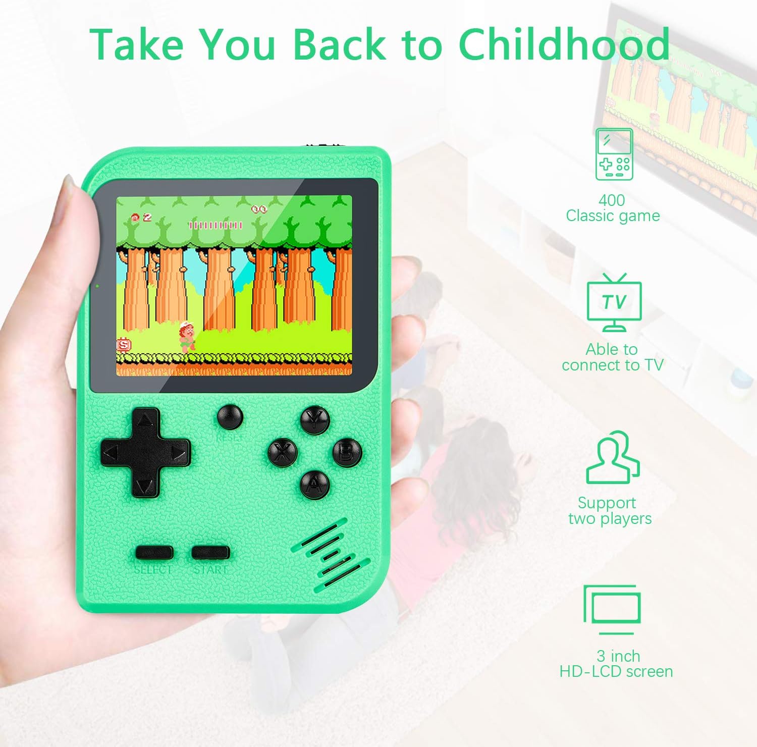 Retro Handheld Game Console with Protector Case, 400 Free Classical FC Games Support for Connecting TV & Two Players, Portable Video Game Gifts for Adults & Kids 8-12 90s Retro Toys
