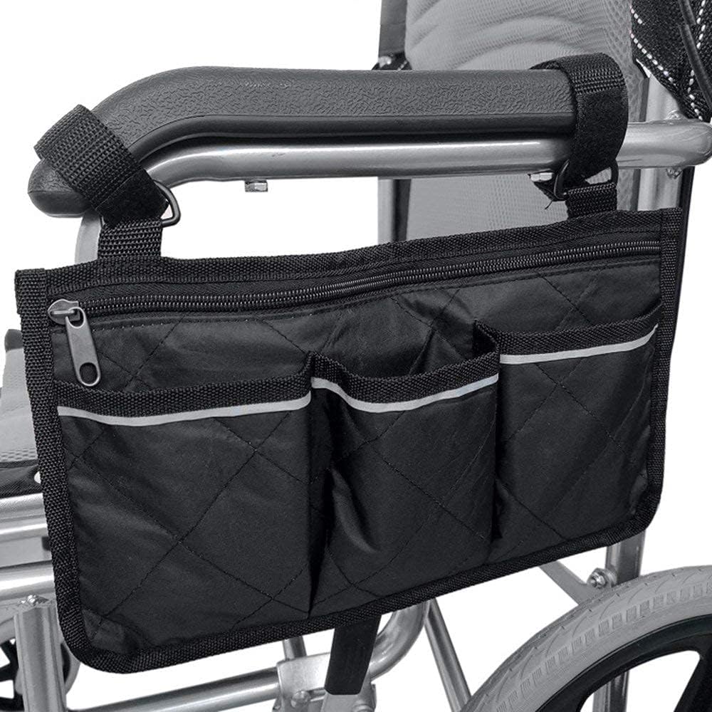 Wheelchair Side Bag-Mobility Aid Package-Great for Electric Wheelchairs, Electric Scooter, Walker Accessories, Lightweight Nurse Bag and Organizer for Medical Chairs（Black） : Health & Household