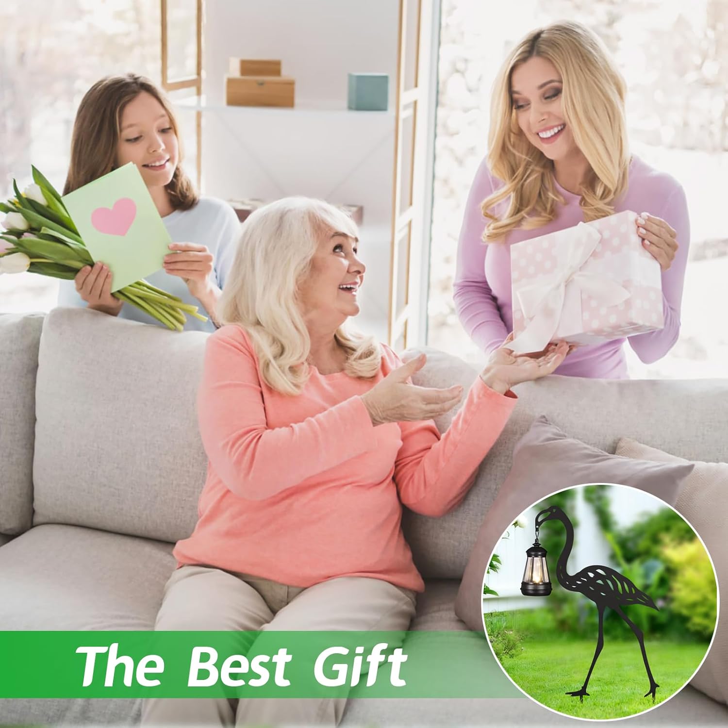 Flamingo Metal Garden Stakes Decorative 2Pack,Solar Lights Outdoor Garden Decor Stake,Birthday Gifts for Mom Women,Decorative Metal Housewarming Ornament for Lawn Patio Yard Pathway Black.