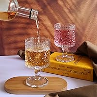 Vista 5 de Juego de 4 copas de copa vintage en relieve, copas de vino románticas para bebidas, globos de agua para restaurantes, fiestas, bodas, bares Girasol