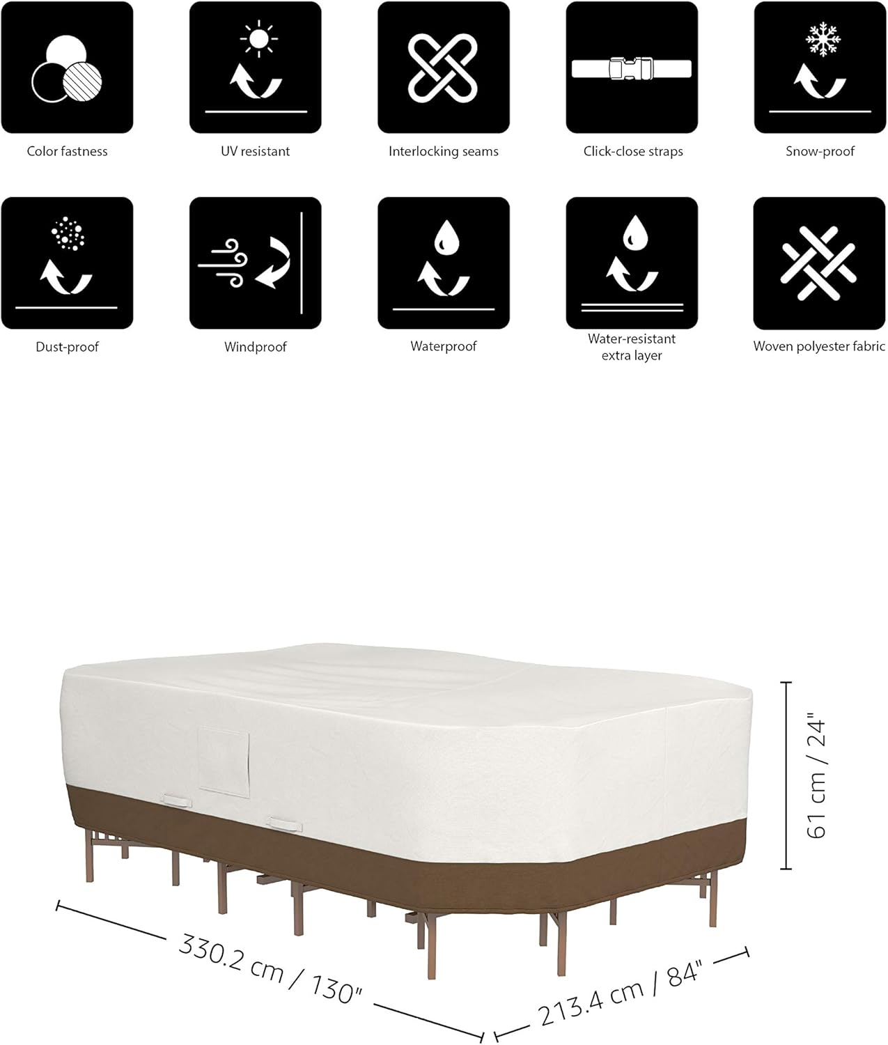  Basics Rectangular / Oval Table and Chair Set Outdoor Patio Furniture Cover, X Large : Patio, Lawn & Garden