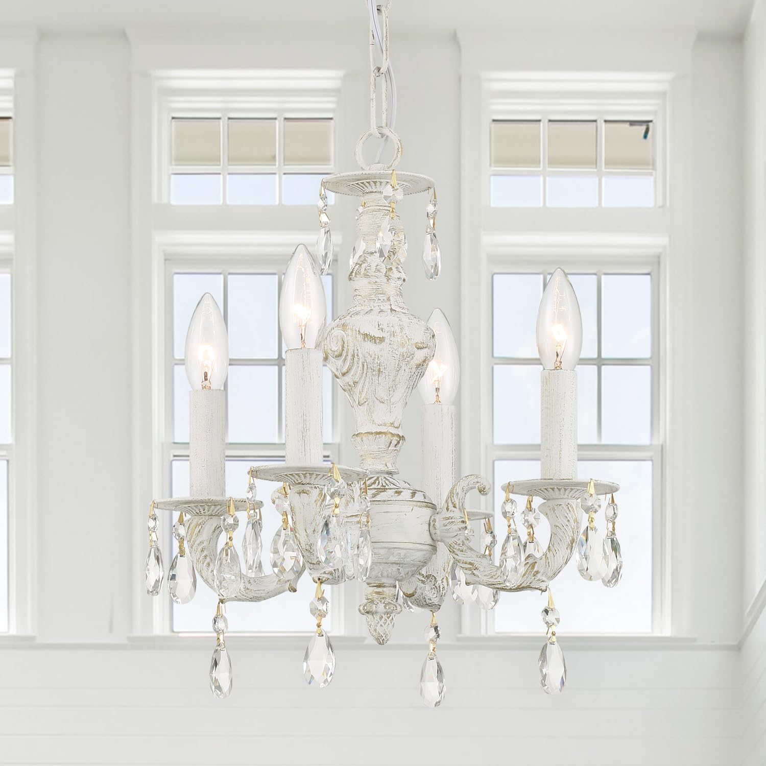 Crystorama Paris Market 4 Light Clear Crystal Antique White Mini Chandelier