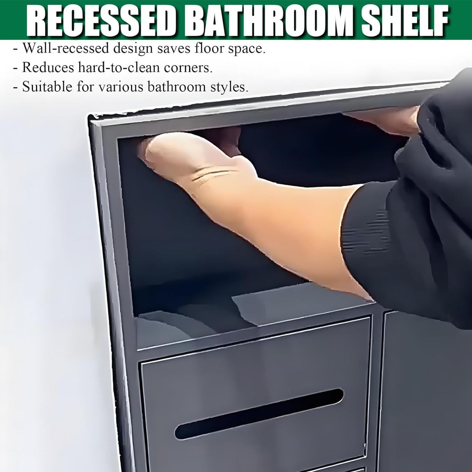 Dispensador de toallas de papel empotrado con cubo de basura y almacenamiento, dispensador de toallas de mano con gabinete de cepillo de inodoro para baño comercial de hotel, acero inoxidable